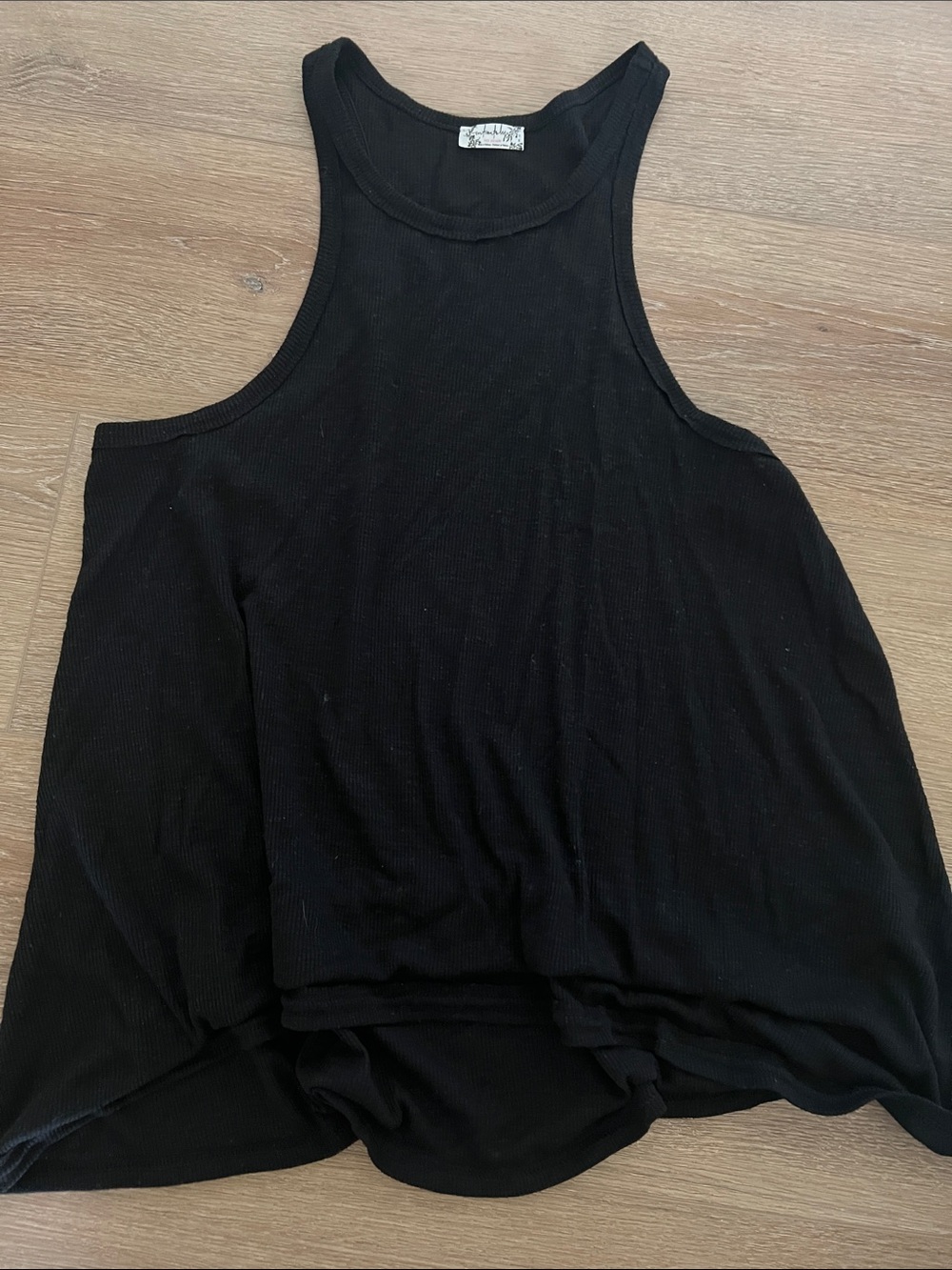 Free People Women's Black Ribbed Tank Top - Casual Swing Fit